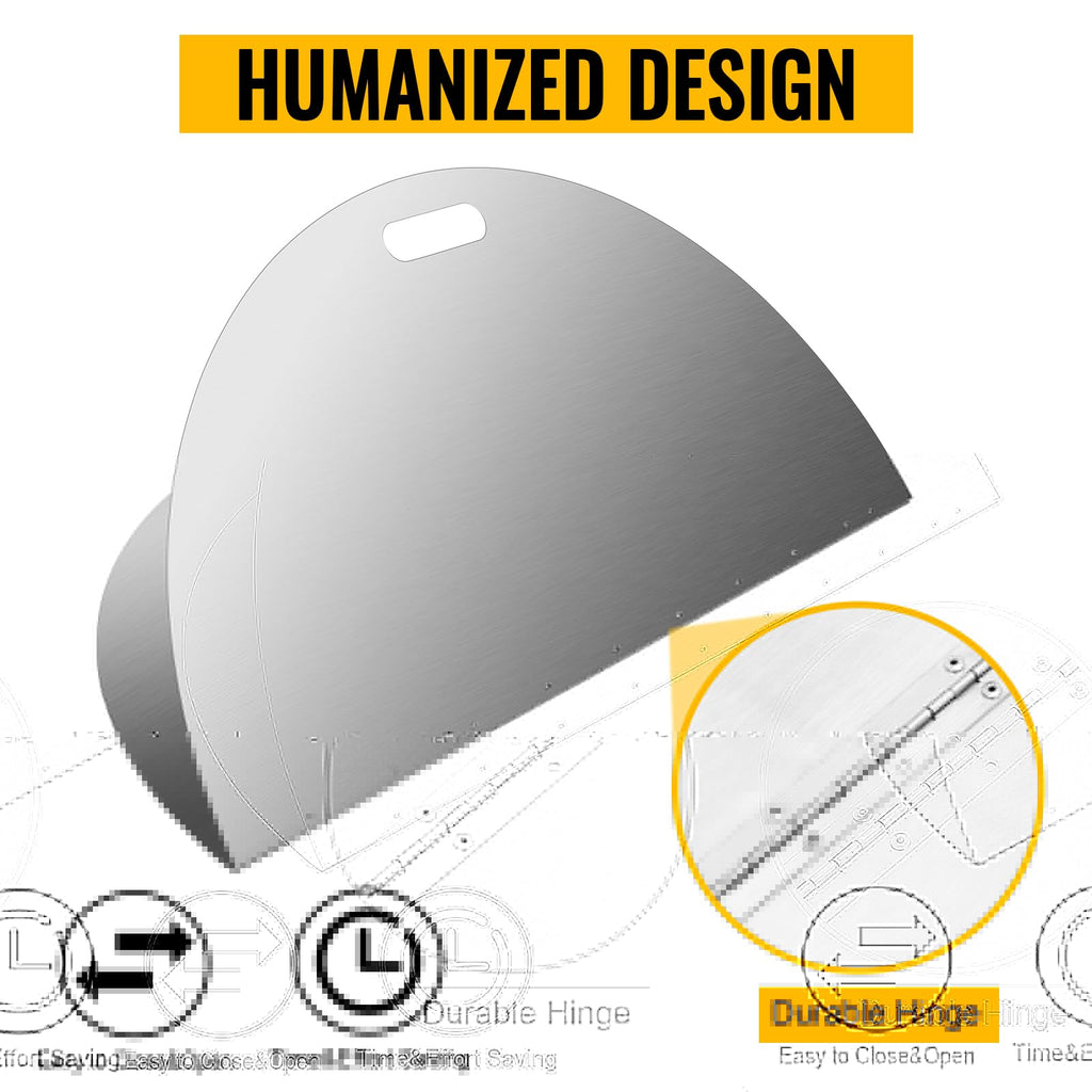 40 Inch Round Fire Pit Lid, 304 Stainless Steel Foldable Fire Ring Cover, Built-in Handle Design, 3mm Thickness