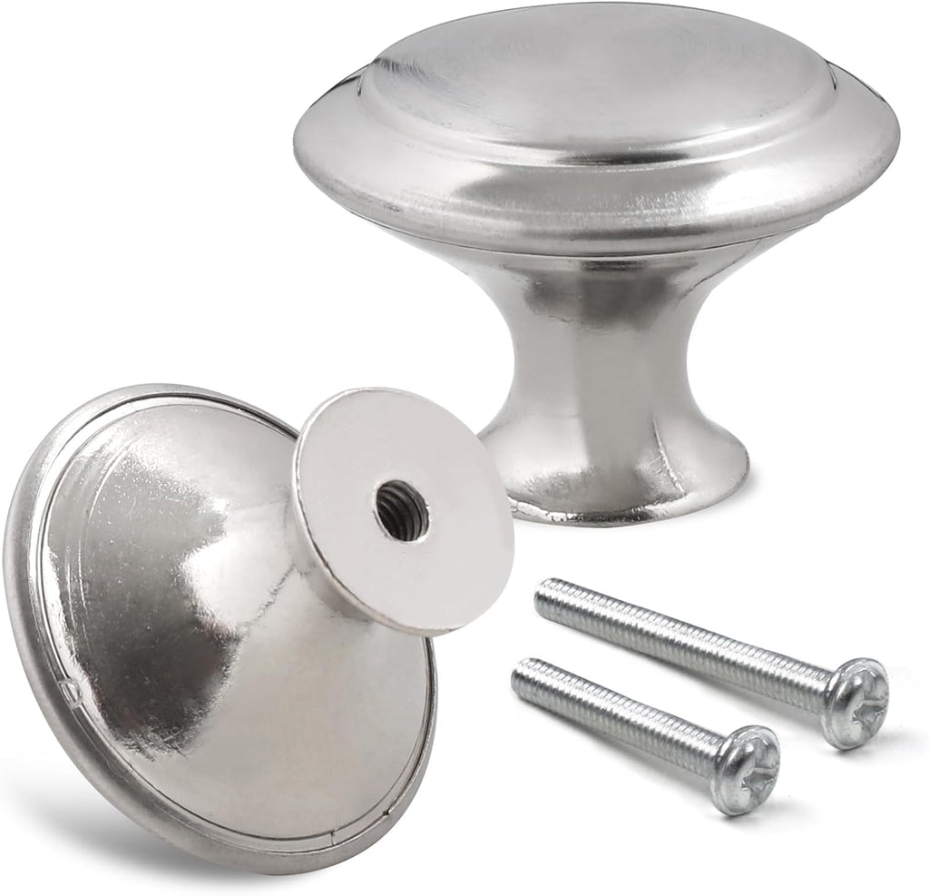 30mm Silver Cabinet Knobs - 18 Pieces Drawer Pulls for Dressers, Kitchen, Cabinets With Screw