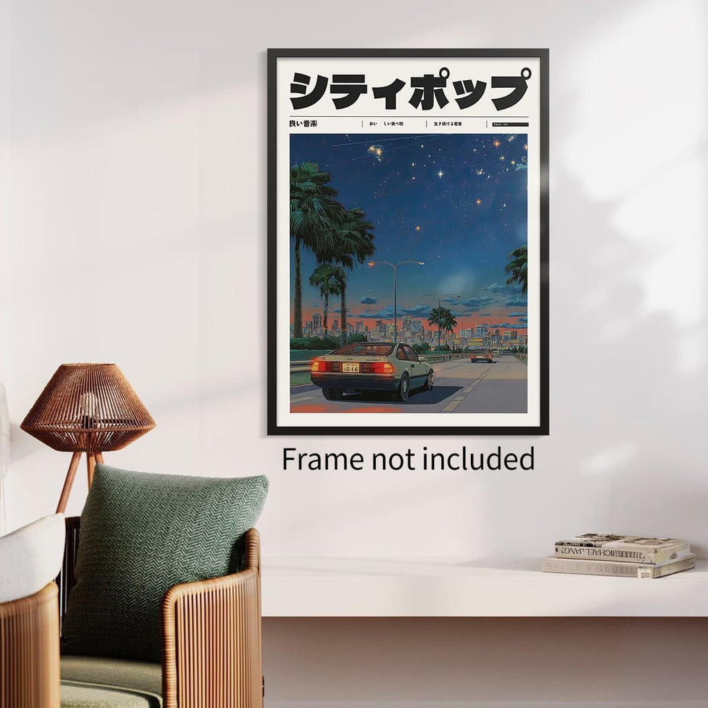 Vintage Japanese Canvas Wall Art 90s Vaporwave Aesthetic Prints Asian Music Posters Modern Ukiyo-e Decor Artwork