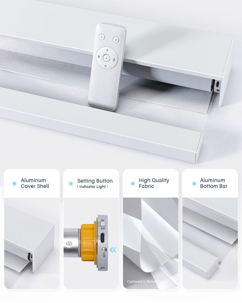 Smart Zebra Blinds for Windows, Works with Alexa, White