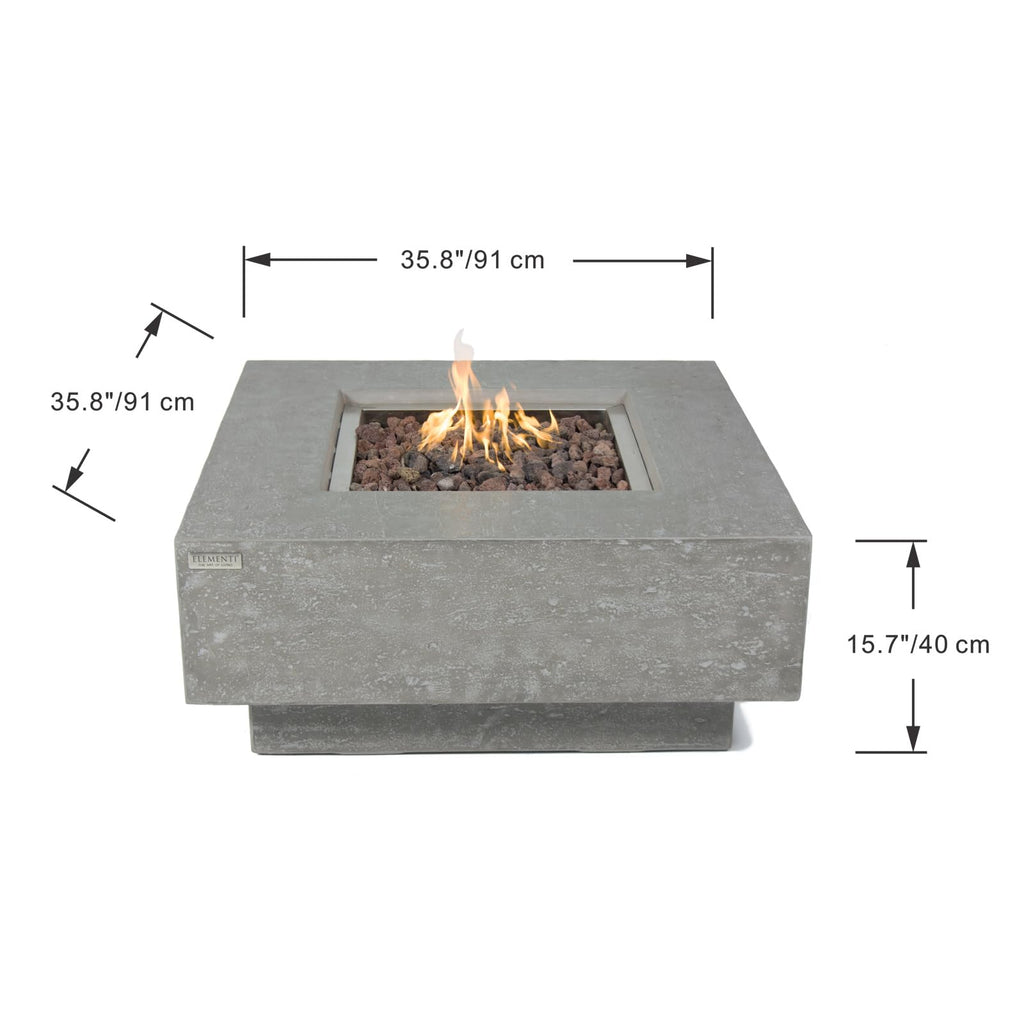 Manhattan Propane Fire Pit Table Cast Concrete 36 x 36-in