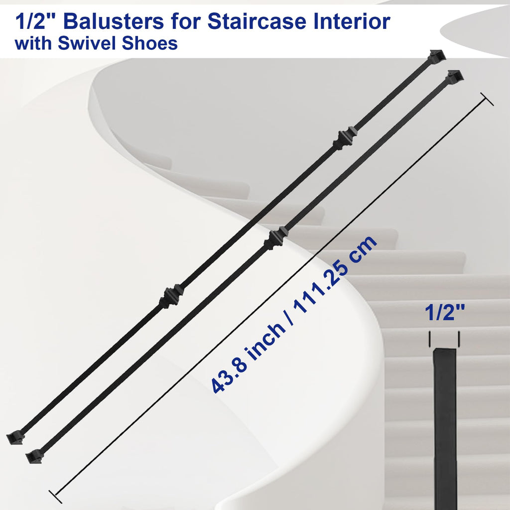 10-Pack Iron Balusters 44" Wrought Iron Stair Spindles