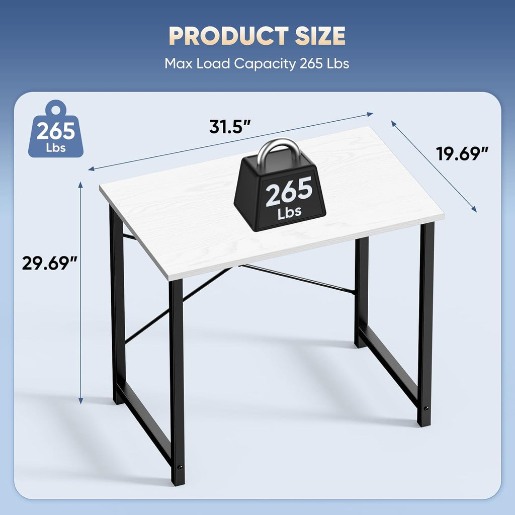 32 Inch Small Computer Desk, Modern Study Work Table Simple Style, WritInchg Desks with X-Shaped ReInchforcement, Black