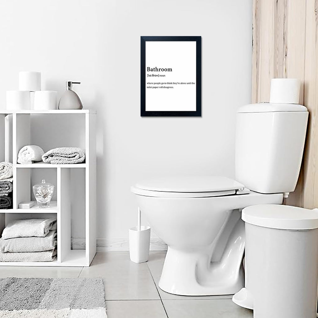 Black and White Bathroom Decor Sign Paintings Bathroom Rules Wall Art Framed Modern Canvas Print Artworks for Wall