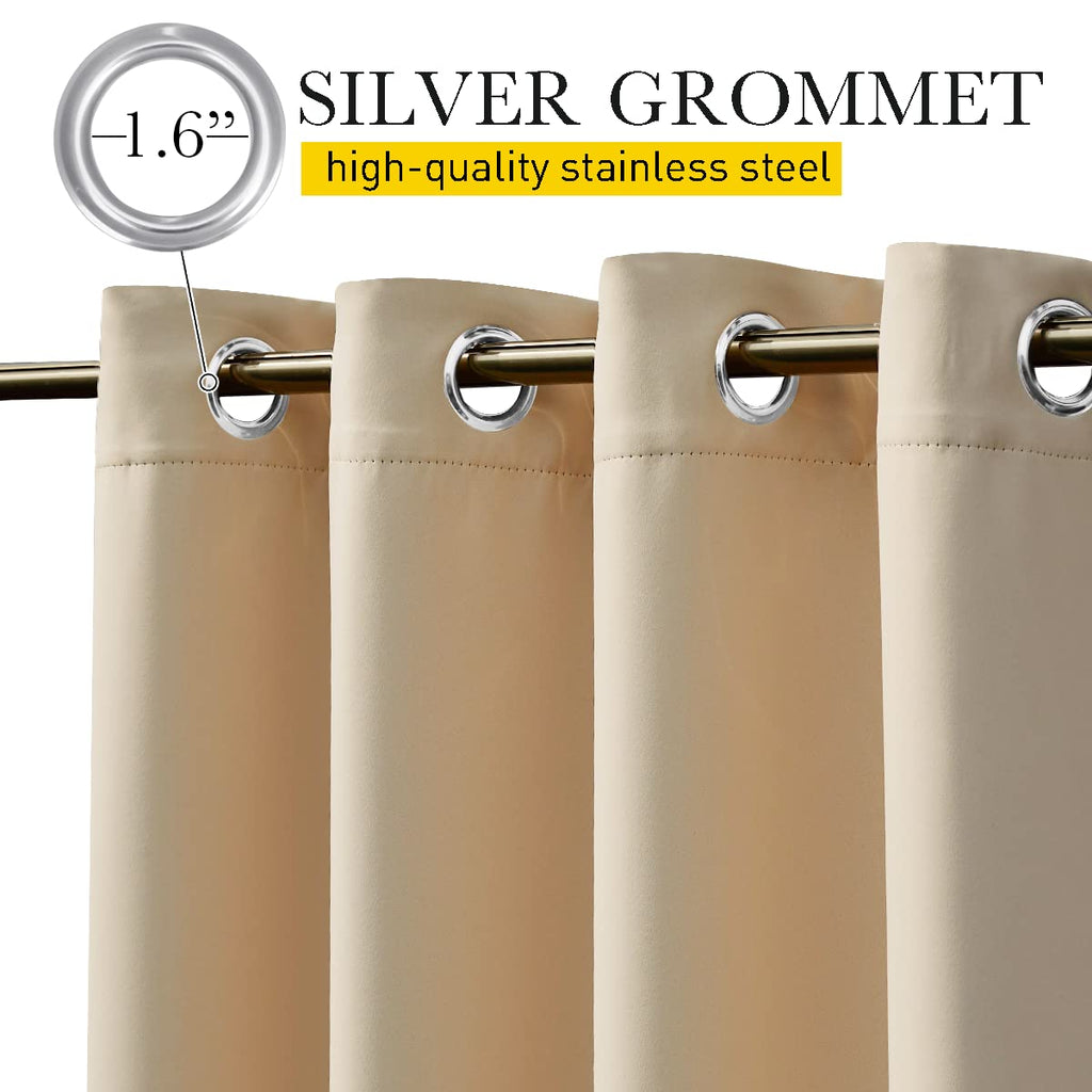 2 Panels Outdoor Curtains Waterproof W52xL108 Biscotti Beige