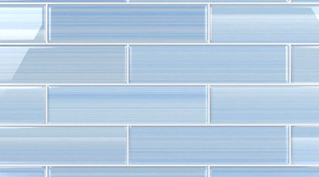 Big Blue Glass Subway Tile Backsplash or Bathroom/Showers, 3x12