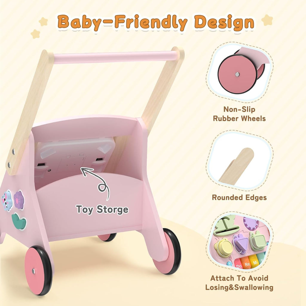 Wooden Baby Push Walker Toys for 1 Year Old Toddlers Montessori Gift