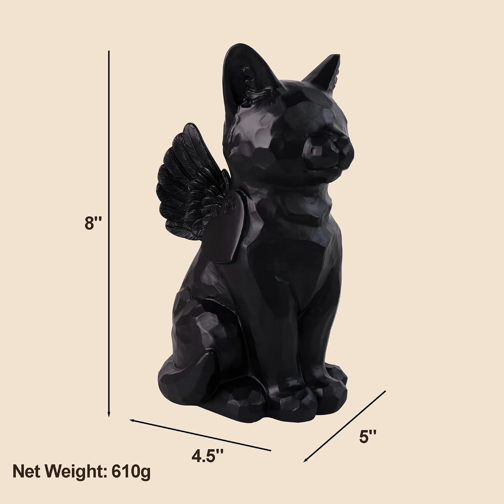 Pet Urns for Cats, 8" 28 Cu/in Angel Cat Statue, Resin Decorative Urn for Cat Ashes Memorial for Cat Loss