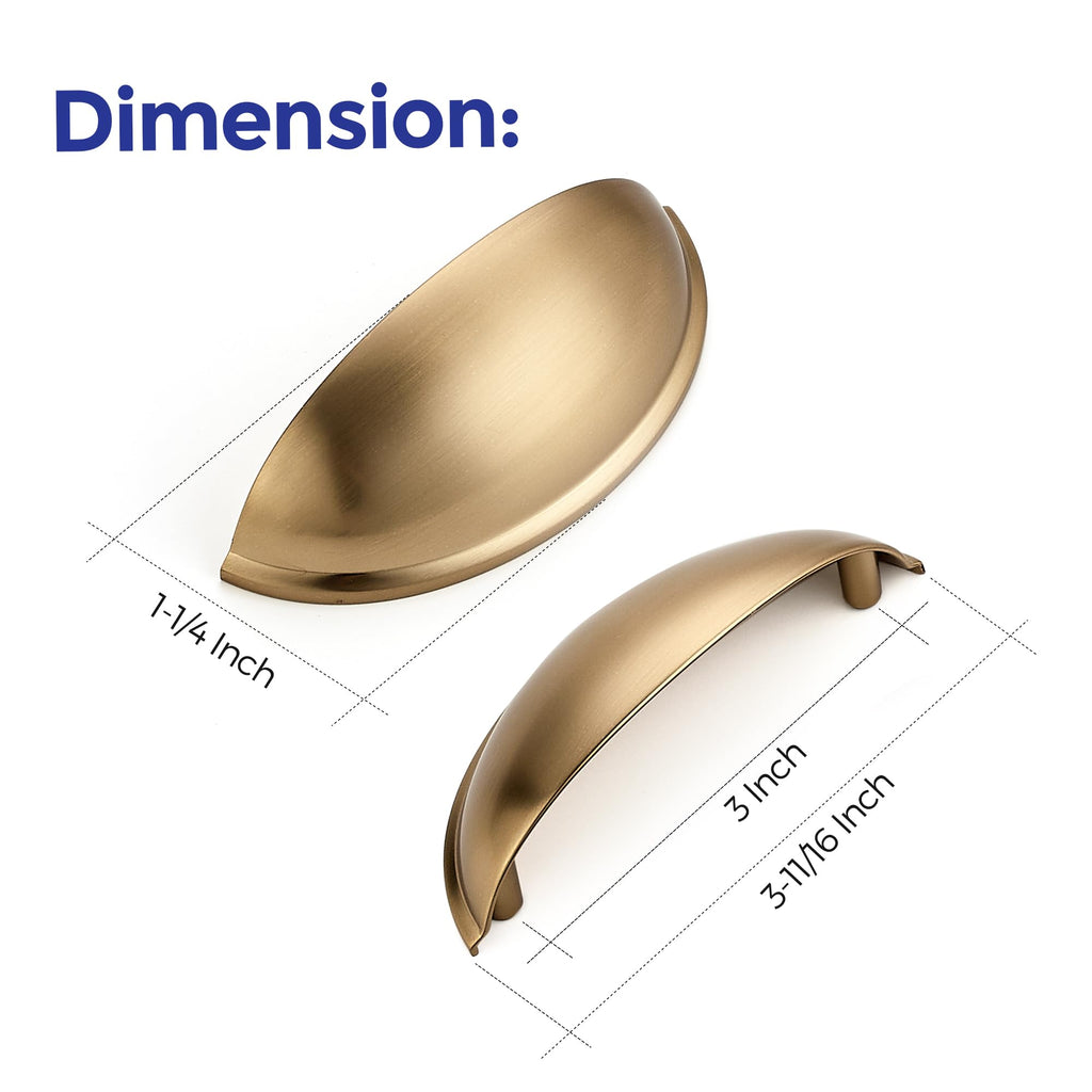 Champagne Bronze Drawer Pulls Cabinet Cup Pulls 3 Inch 3 Pack