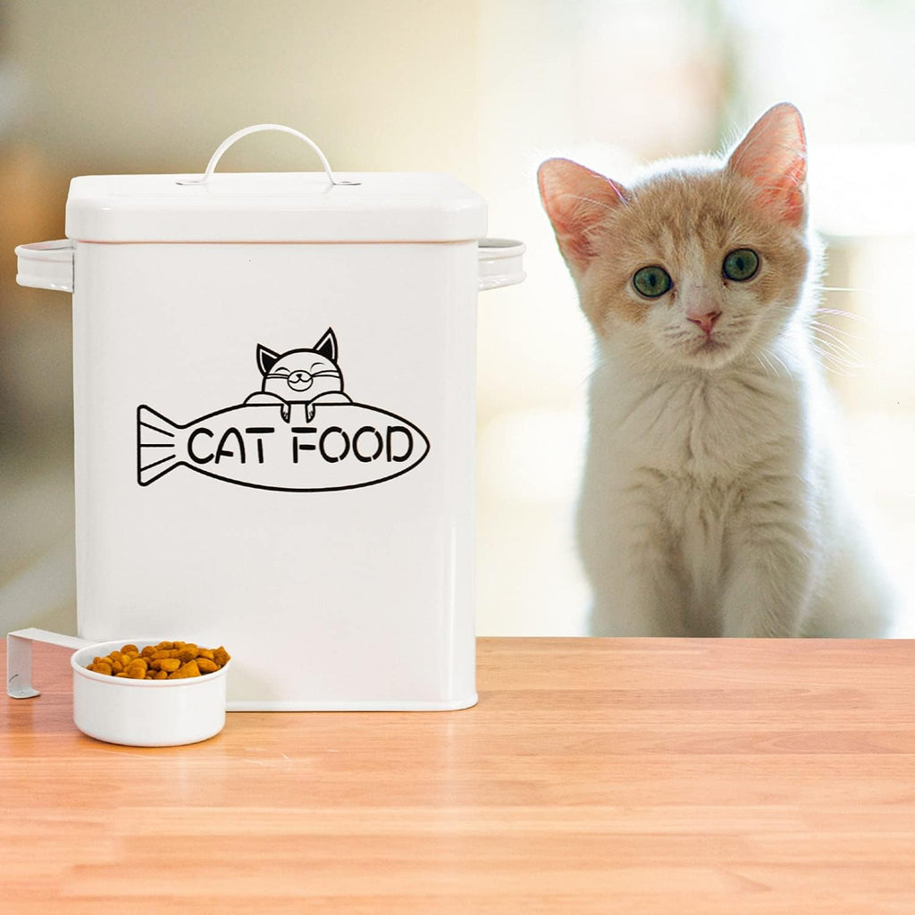 Dog and Cat Food Storage Container, Farmhouse Pet Food Containers with Lid and Dry Food Scoop, Durable Airtight Great