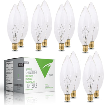 25 watt Candelabra Bulbs, Decorative Incandescent Chandelier Light Bulbs Candle Light Bulbs CTC Chandelier Bulbs
