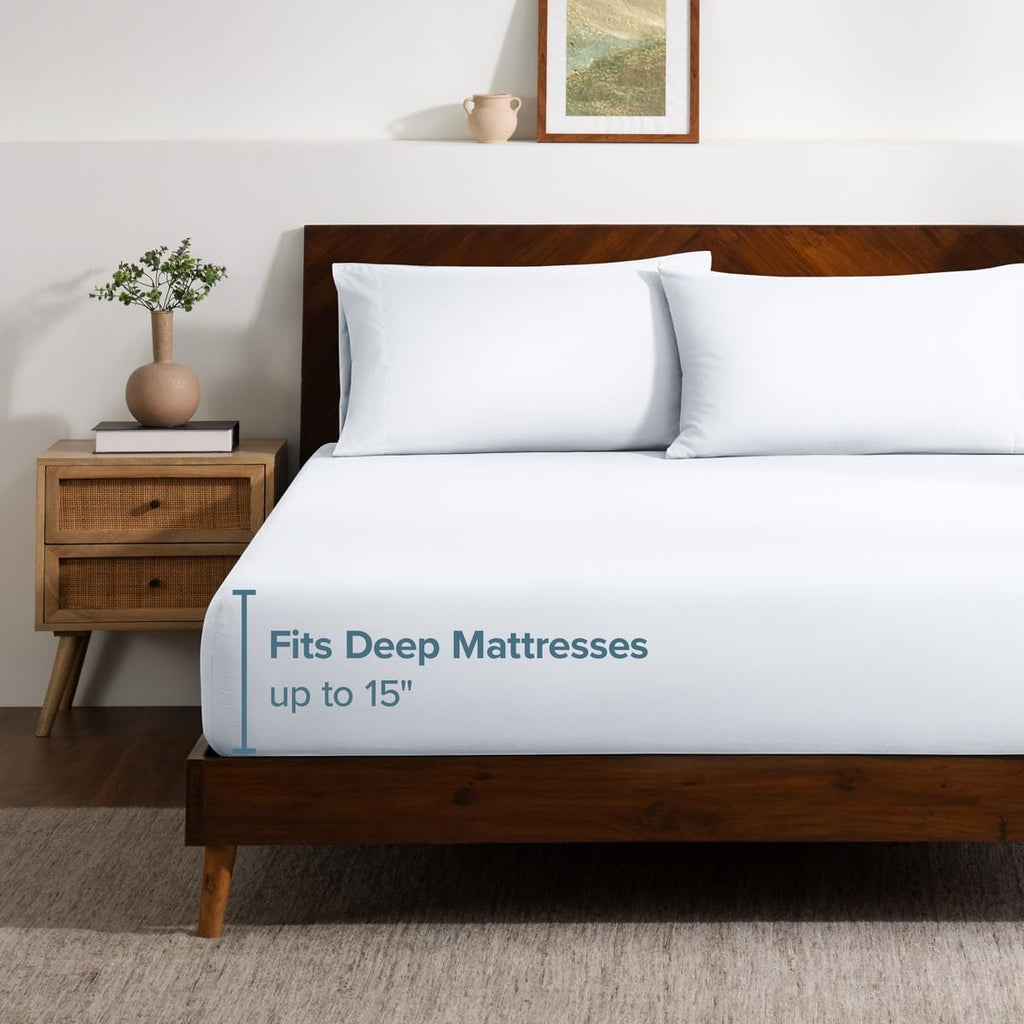 Ultra-Soft Fitted Sheet + Pillowcase Set (Twin XL, White)