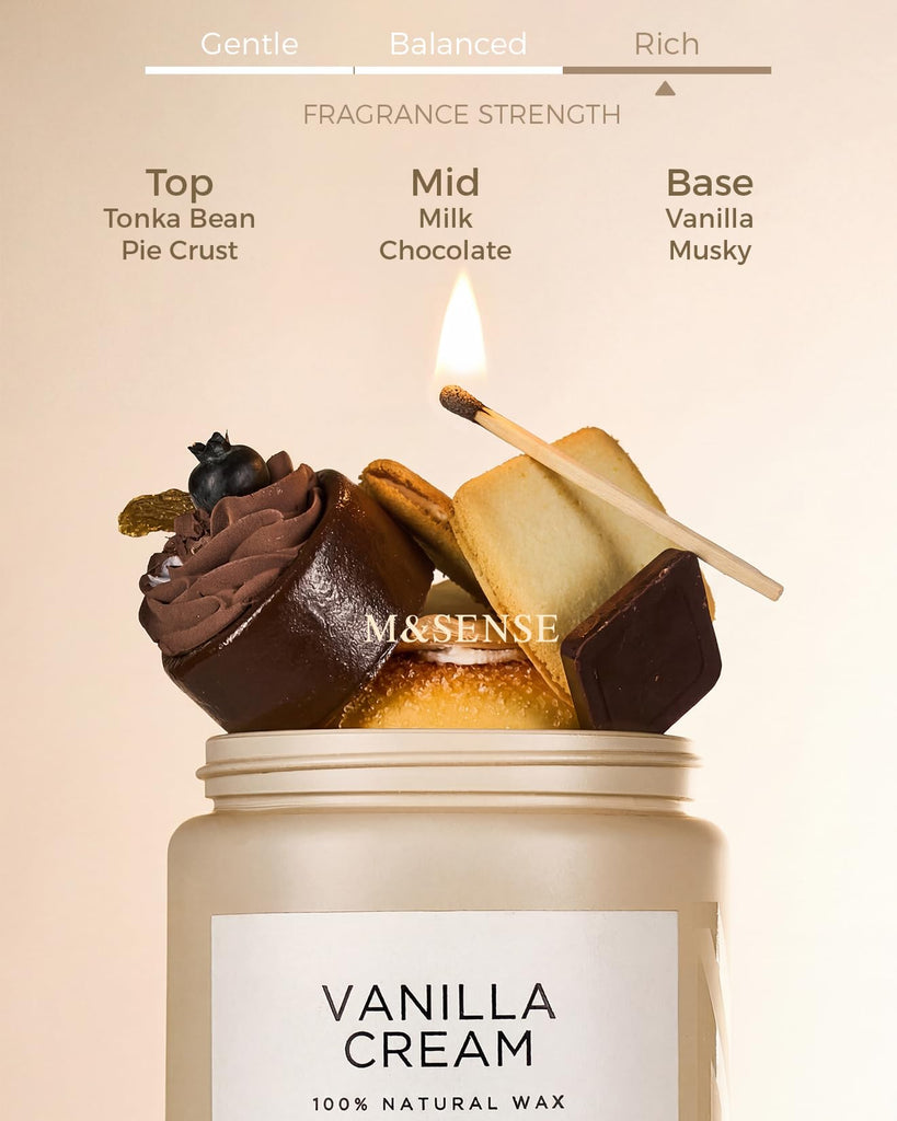 Large Vanilla Scented Candles, 19.4oz Organic Soy Wax