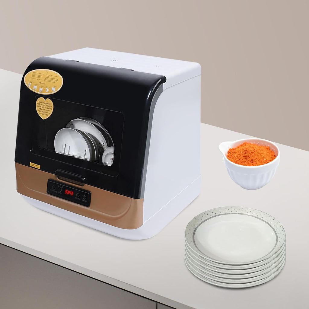 Portable Mini Countertop Dishwasher Automatic Dishwasher Air Dry Dishwasher Mini Dish Washer 7.8L/2gal Built-in Water