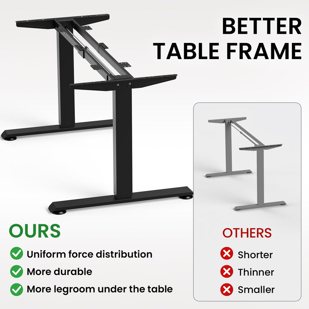 63"x28" Wider Large Standing Desk, Electric Height Adjustable, Black