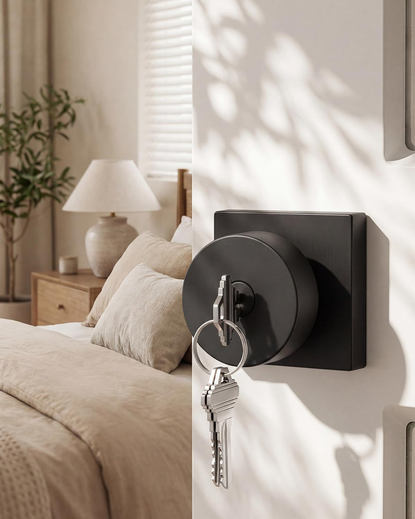 Entry Door Knob with Lock and Key - Zinc Alloy Matte Black Front Door Lockset or Interior Use