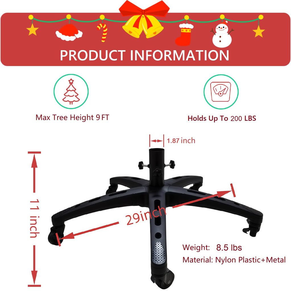 Heavy Duty Rolling Christmas Tree Stand with Wheels for 9FT Artificial Tree