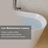 55" Oval Freestanding Soaking Bathtub with Toe-Tap Chrome Drain, Stand Alone Tub, Acrylic Soaking Tub, Ergonomic