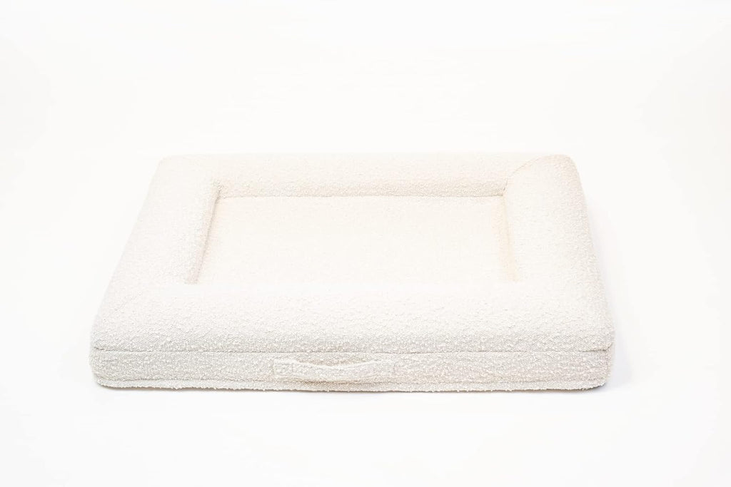 Luxury Boucle Orthopedic Memory Foam Dog Bed with Waterproof Liner and Machine Washable Cover with YKK Zippers