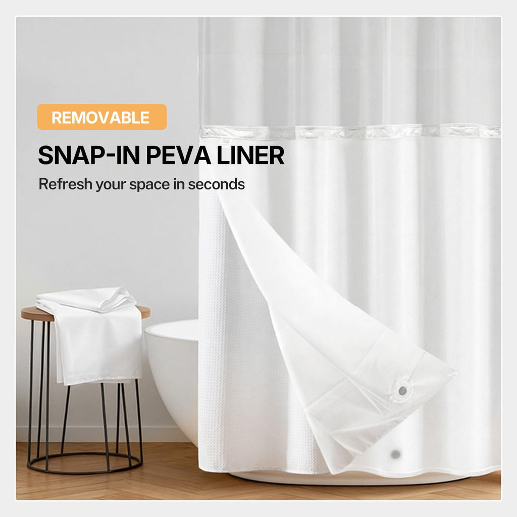 2 Pack Plastic Snap in Shower Curtain Liner Replacement, 70Wx54H
