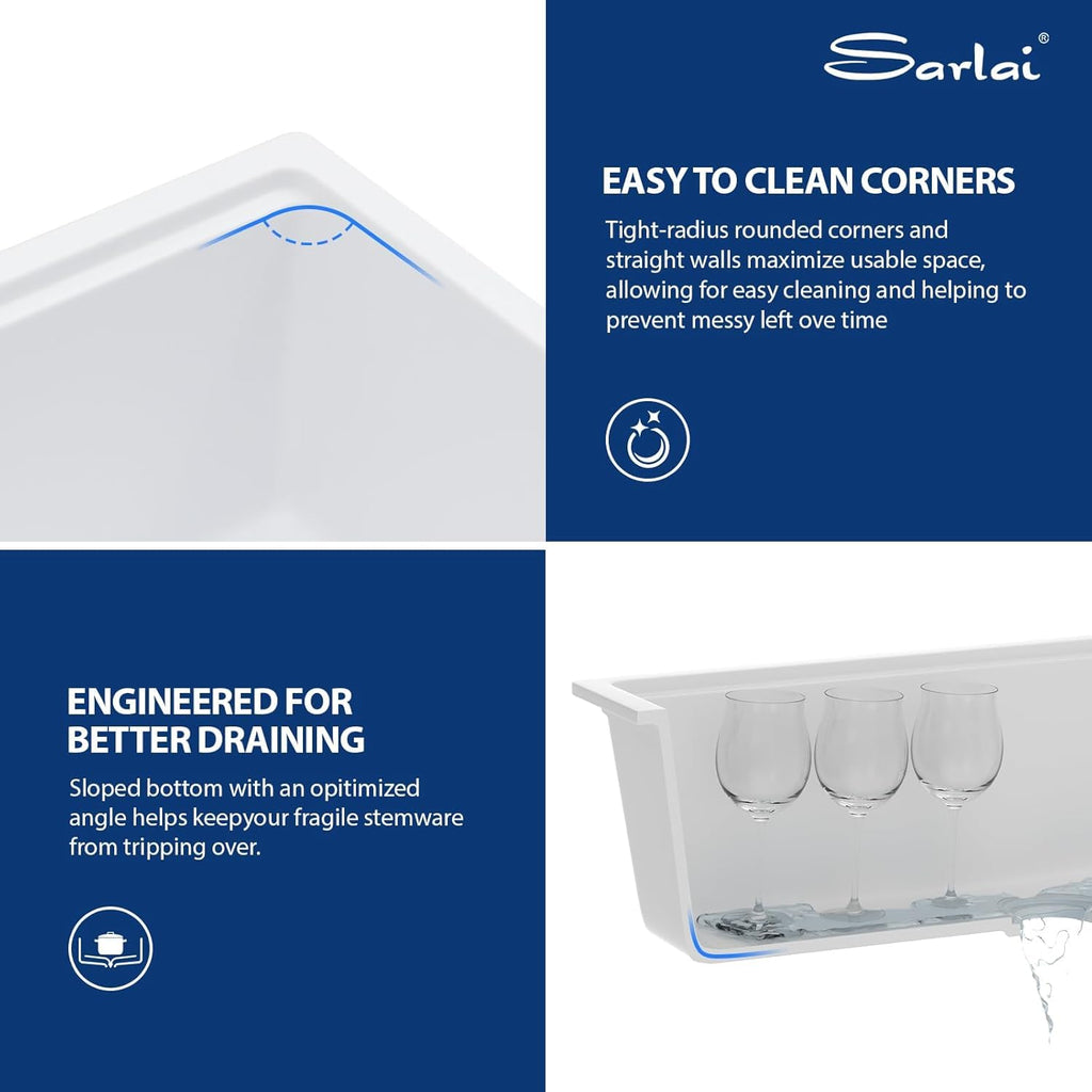 33 Granite Composite Kitchen Sink White Undermount Sink 33 x 19 Inch