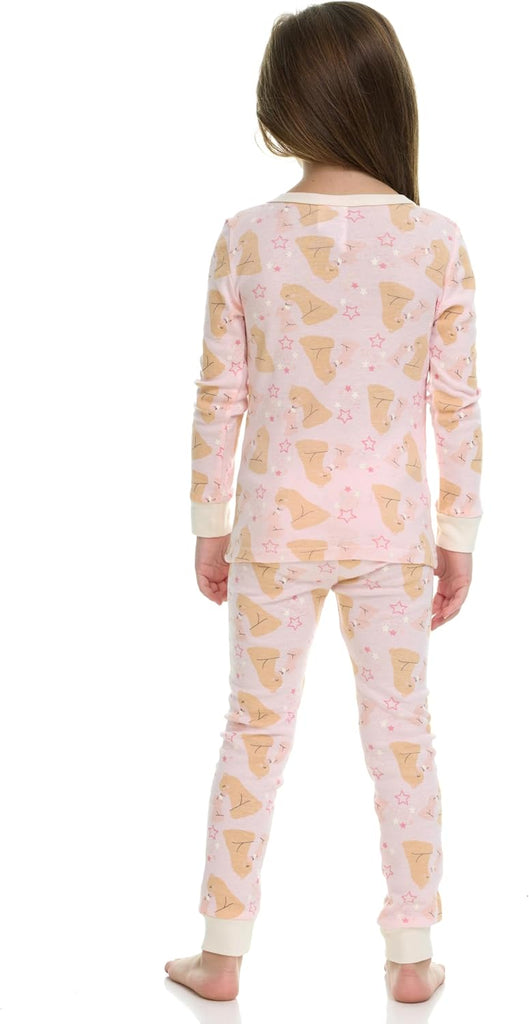 Girls' Piece Pajama Set - Long Sleeve Cotton Blend Sleepwear, 2 Tops and 2 Pants - Months