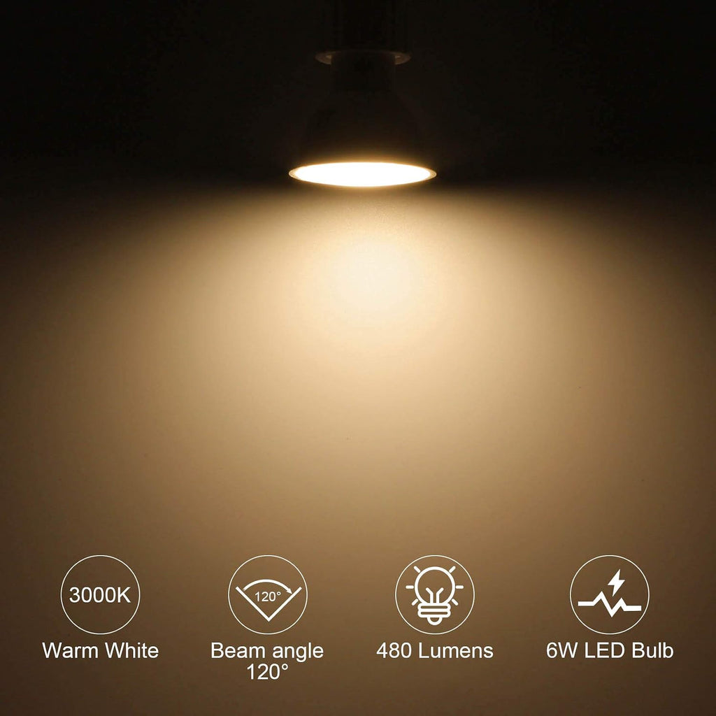 GU10 LED Bulb 50 Watt, 3000K Warm White MR16, 6 Pack