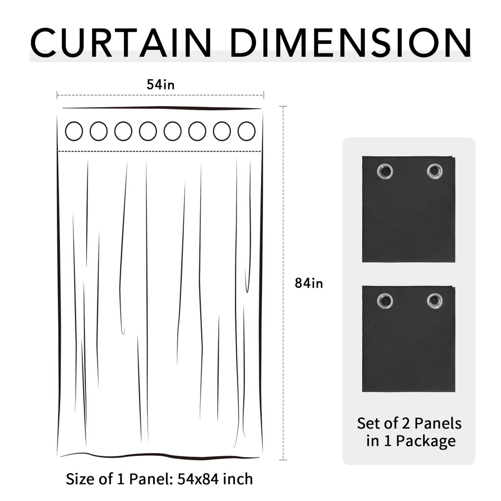 100% Waterproof Outdoor Curtains 54x84 inch, Black