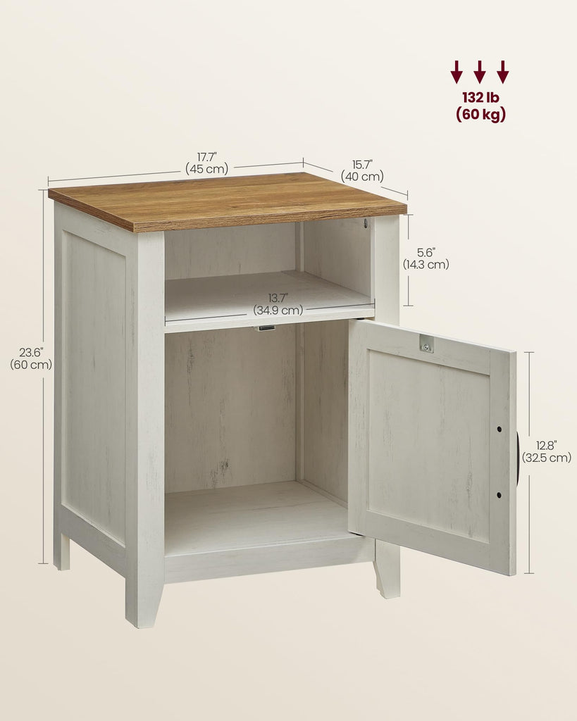 Farmhouse Nightstand with Barn Door, Bedside Table, Set of 2
