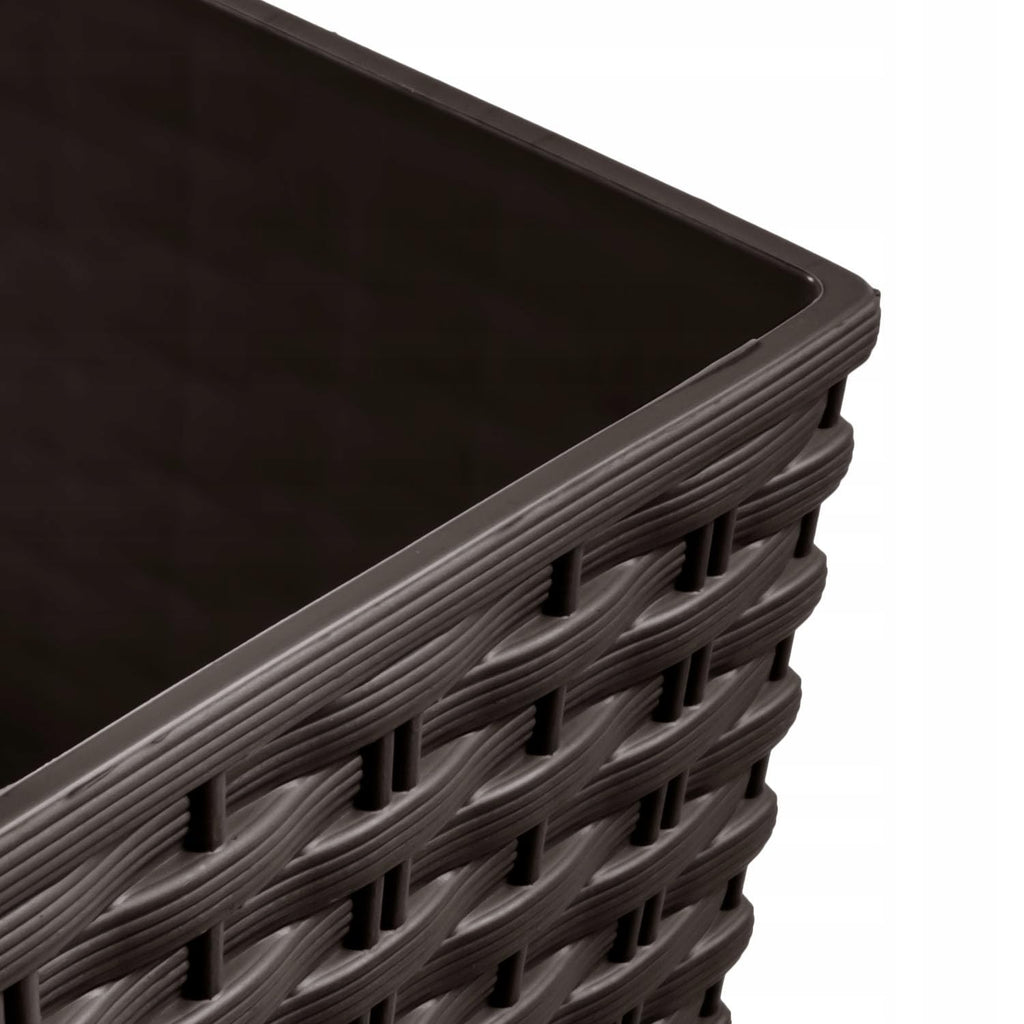 Brown Weatherproof Plant/Flower Pot with Rattan Design - Suitable for Indoor and Outdoor Use - Square Pot 26.2 x