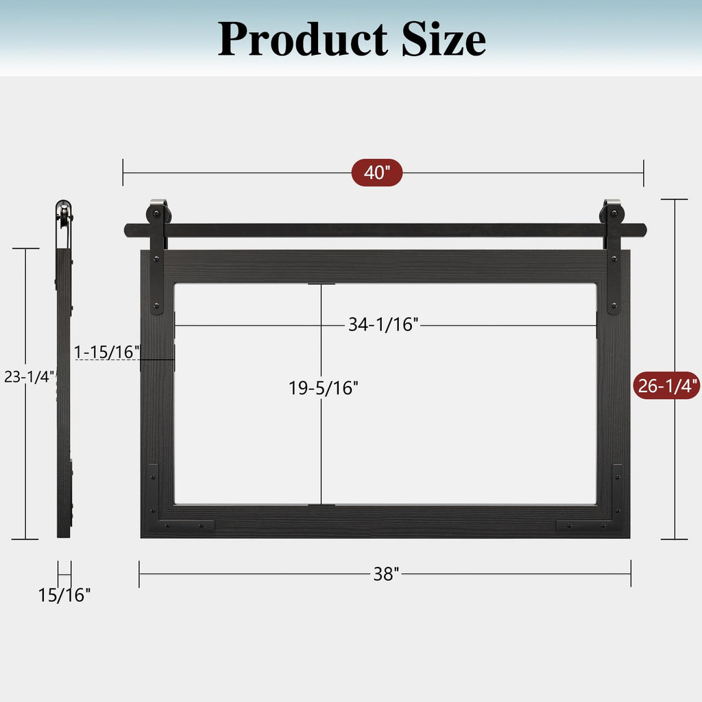 Farmhouse Bathroom Mirror, 40"x26" Black Rustic Bathroom Mirrors