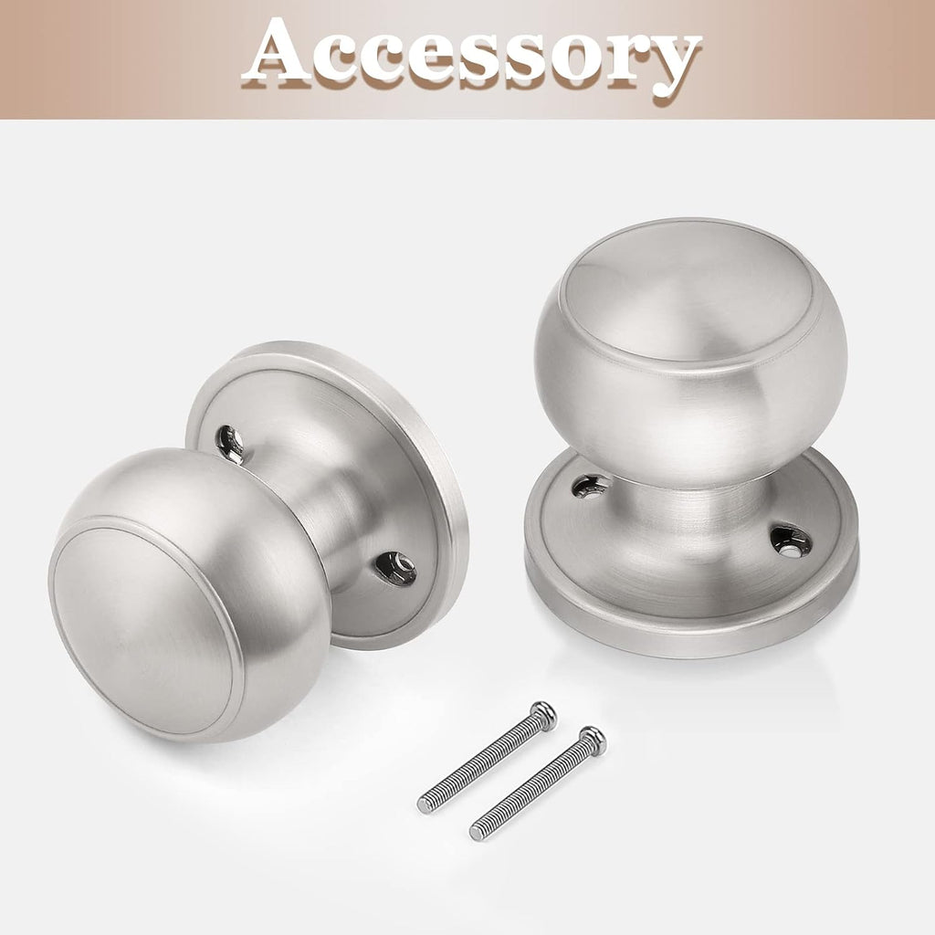 6 Pack Classic Closet Door Knobs Dummy Door Knob, Individual Non-Turning Dummy Door Knob Single Side, Satin Nickel
