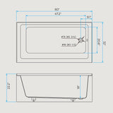 60 in x32 in Acrylic Drop-In Bathtub, Glossy White Recessed Soaking Tub with Single Apron, Right Drain and Integral