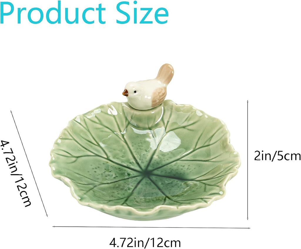 Cute Bird Lotus Ceramic Trinket Dish,Jewelry Ring Dish, Ceramic Trinket Tray, Key Bowl, Dessert Plate,Bathroom