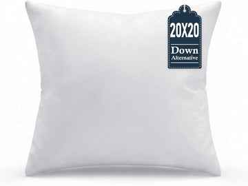 20x20 Throw Pillow Insert, Pack of 1, Indoor Decorative Down Alternative Throw Pillows for Couch, Sofa & Bed