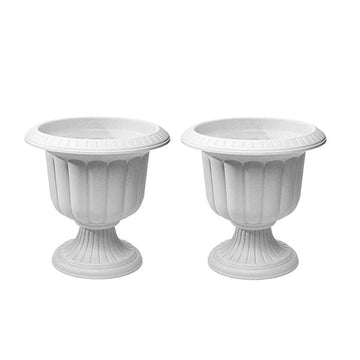 Novelty Classic Urn Garden Pot/Planter, Plastic, Stone Color - 14 Inch (2 Pack)