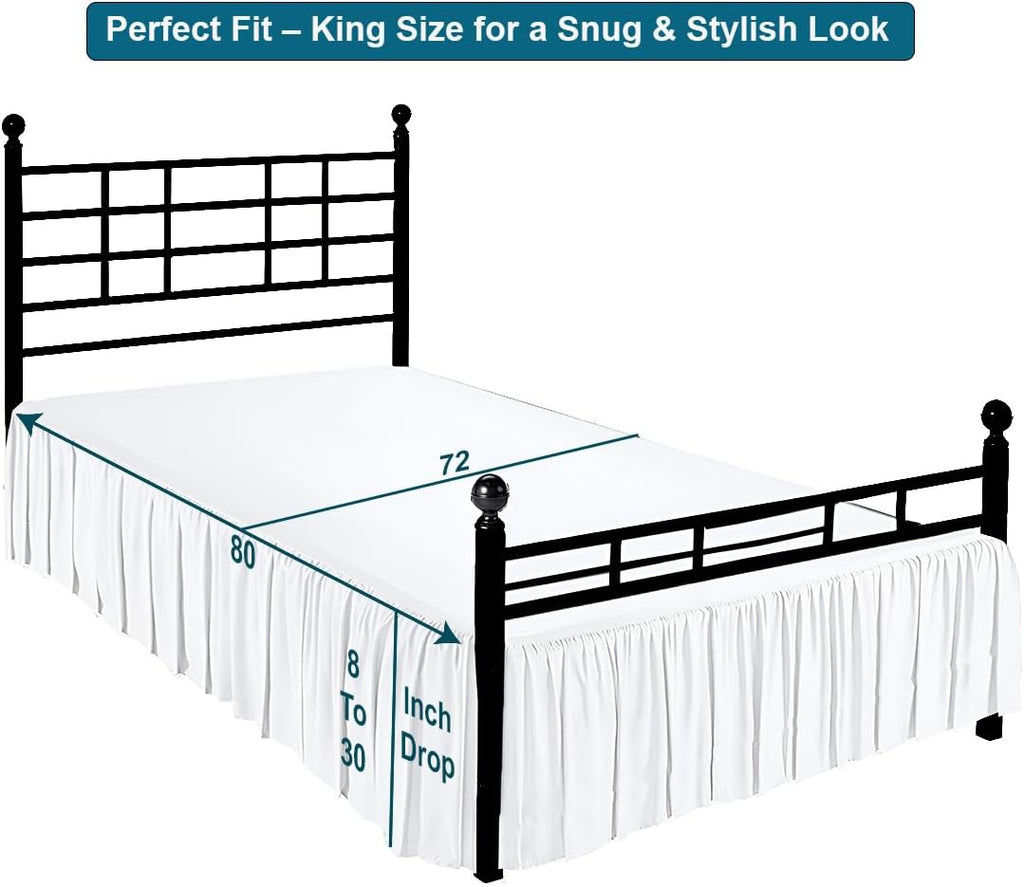 Ruffled Bed Skirt with Split Corners, Gathered Style, 100% Microfiber, 18-Inch Drop, Dust Ruffle Bedskirt with