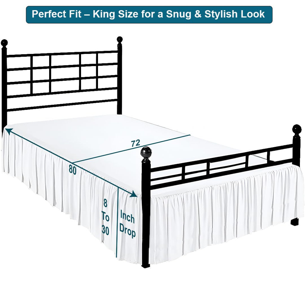 Ruffled Bed Skirt with Split Corners, Gathered Style, 100% Microfiber, 21-Inch Drop, Dust Ruffle Bedskirt with