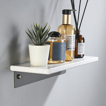 Marble Shower Shelf, 11.75 Inch x 4.75 Inch x 0.6 Inch Modern Floating Shelf Wall Mount for Shower Enclosure Decor