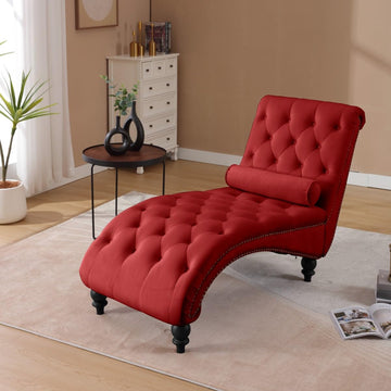 Chaise Lounge Chair Indoor, Button-Tufted Bedroom Lounge Chair