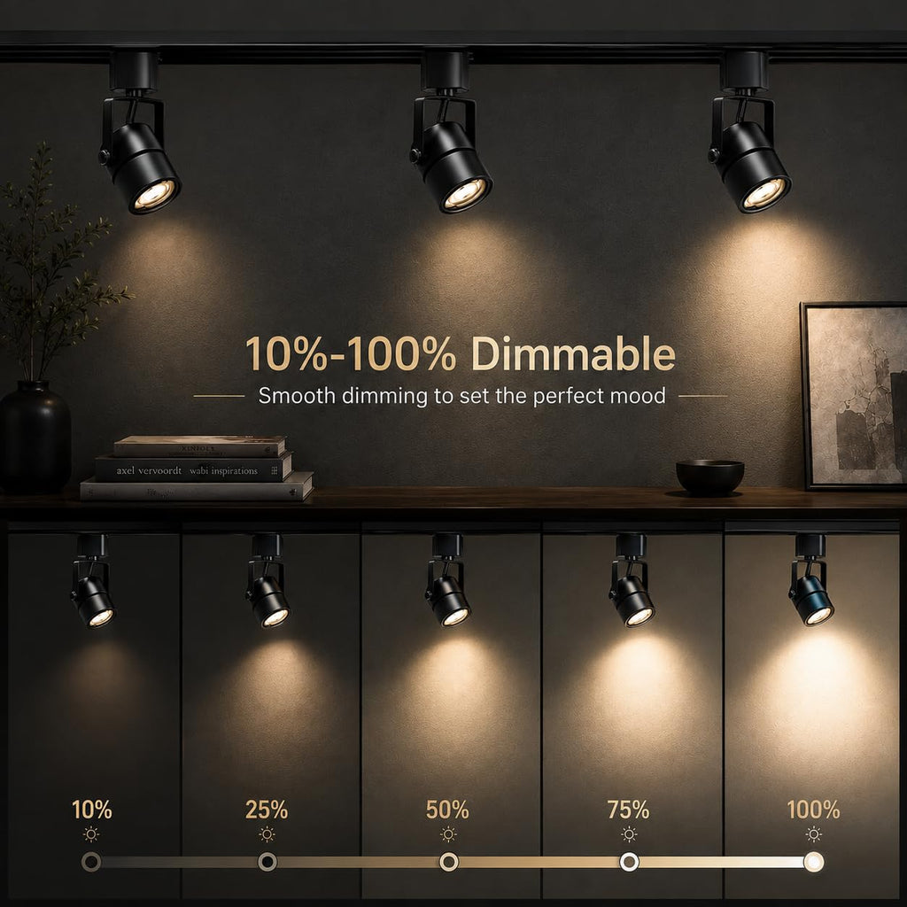 3.3FT LED Track Lighting Kit with 3-Color GU10 Bulbs Dimmable 4 Light Black