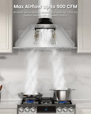 30 Inch Stainless Steel Range Hood Insert 900 CFM 4 Speed Knob Control Convertible Ducted/Ductless
