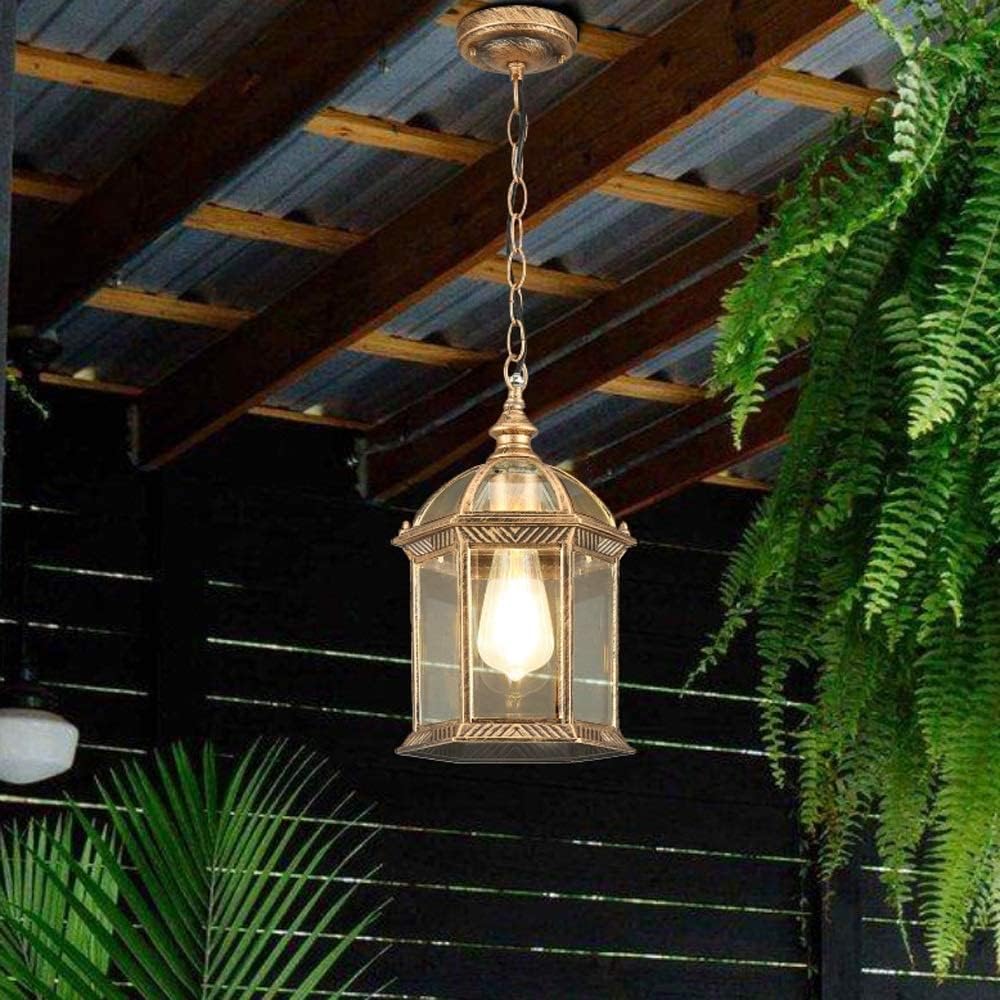 Outdoor Waterproof Bronze Hanging Lantern, Rustic Exterior Pendant Light Traditional Style Ceiling Chandelier