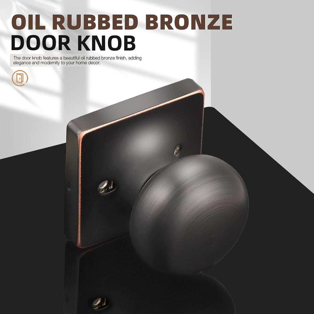 2 Pack Single Dummy Door Knobs Oil Rubbed Bronze Interior Dummy Knobs for French Doors Round Door Knobs Stainless