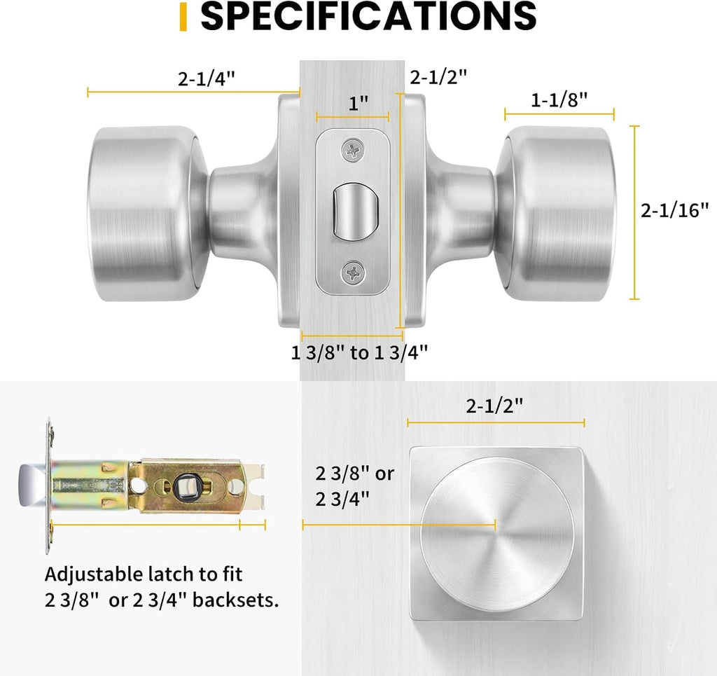 Brushed Nickel Closet Door Knobs Interior, Passage No 1 Pack
