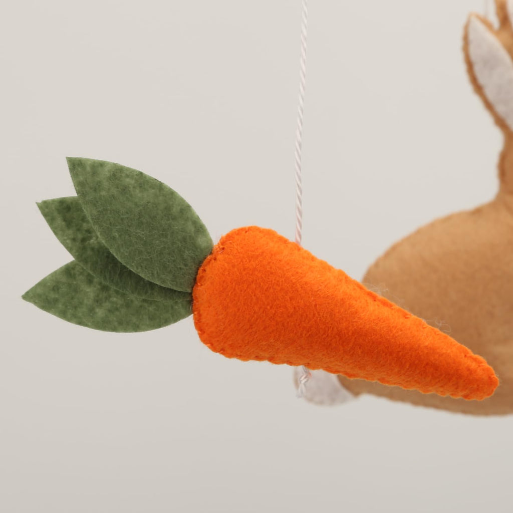 Garden Rabbit Crib Mobile Rabbit Nursery Decor Felt Mobile with Rabbit in the Garden