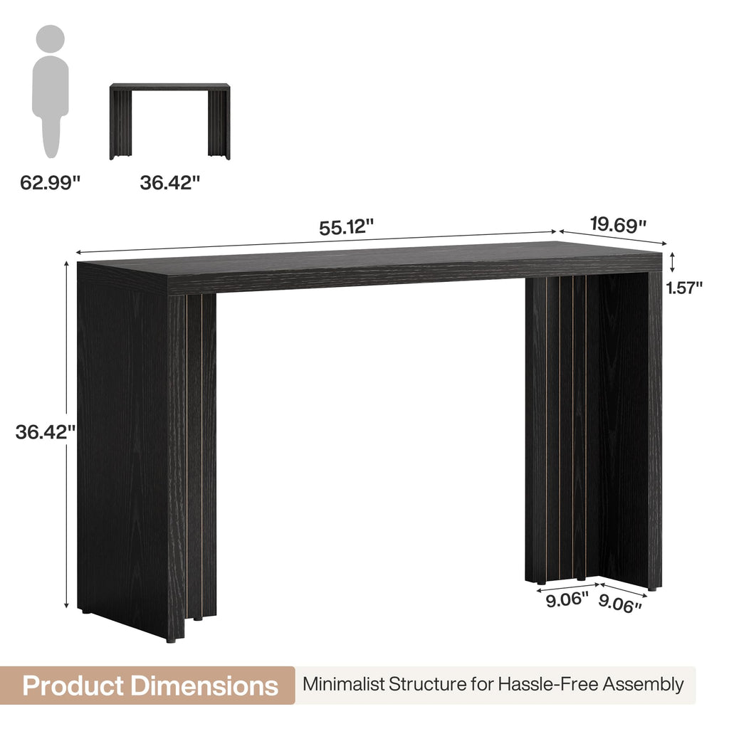 55.12-Inch Long Bar Table, Modern Counter Height Pub Table with a Spacious Tabletop, Rectangular Home Coffee Bar Unit