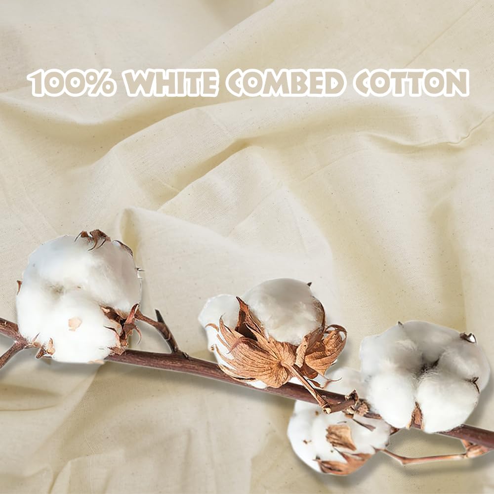 Cotton Fabric: 63 inch x 2 Yards Unbleached Muslin Linen Fabric for Sewing