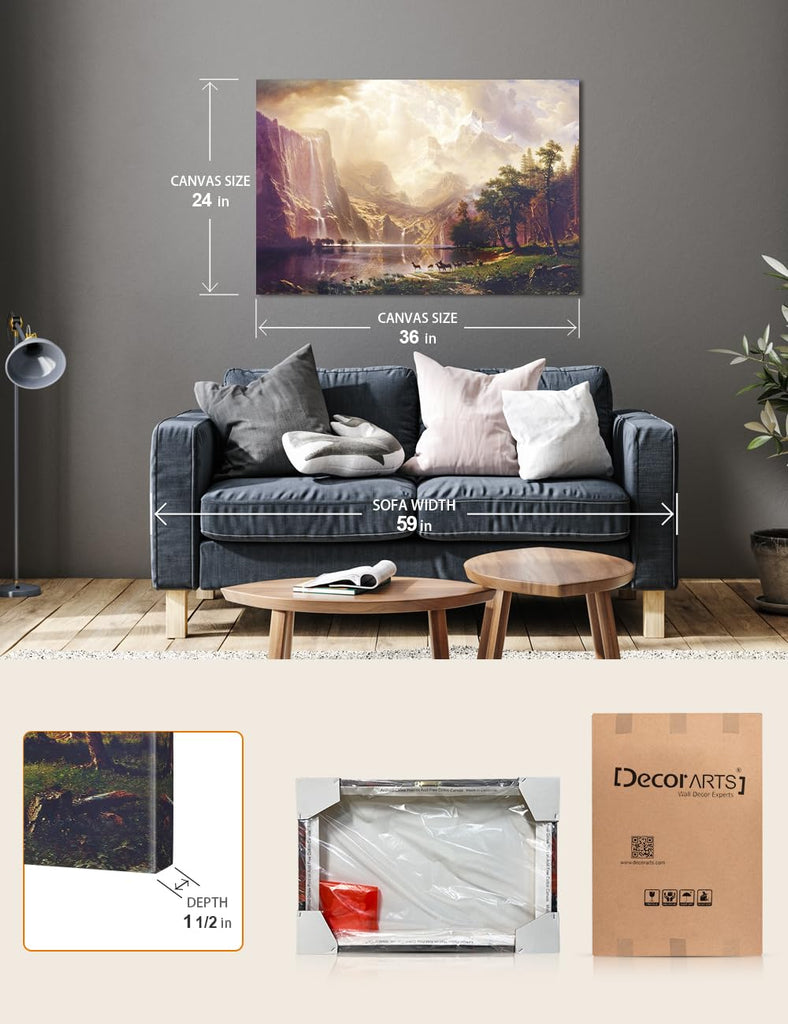 Bierstadt Among the Sierra Nevada California Canvas Art, 36x24
