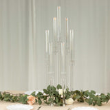Clear 33 in Round 7 Arm Acrylic Cluster Taper Candle Holder Candelabra - Wedding Reception Party Dining Table Home
